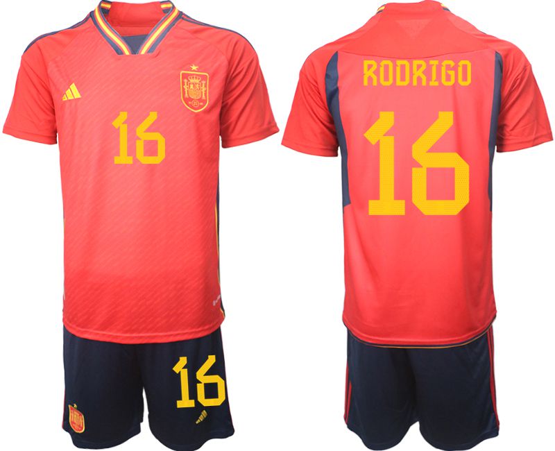 Men 2022 World Cup National Team Spain home red #16 Soccer Jerseys